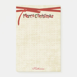 Dot Grid Merry Christmas Tartan Pattern Typography Post-it Notes