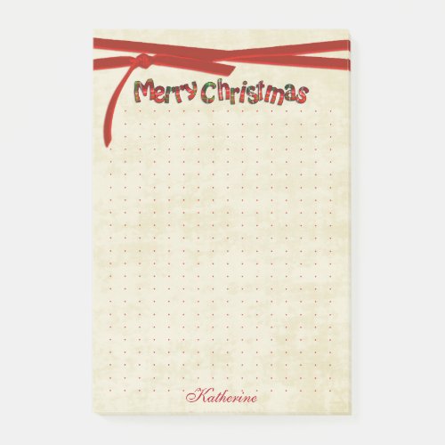 Dot Grid Merry Christmas Tartan Pattern Typography Post_it Notes