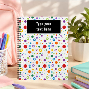 dot heart Rainbow Colors Cute Back to School Notebook
