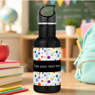 dot heart Rainbow Colors Cute Back to School Stainless Steel Water Bottle