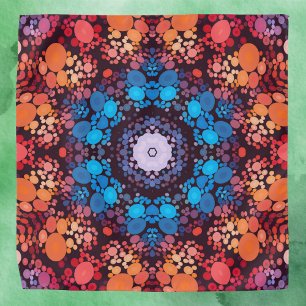Dot Mandala Blue Red and Orange Bandana