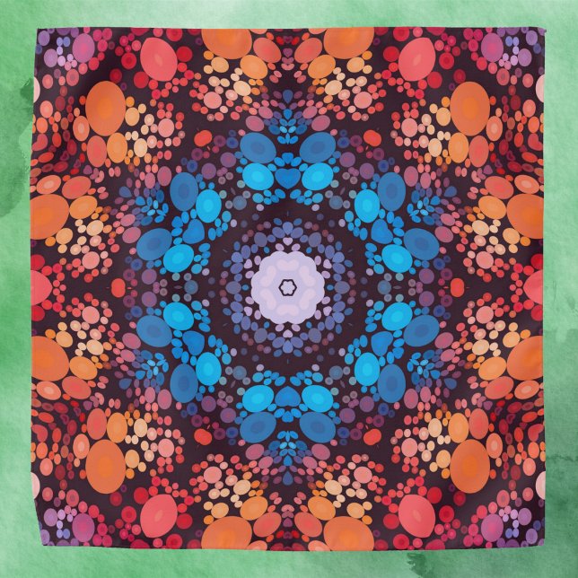 Dot Mandala Blue Red and Orange Bandana (Creator Uploaded)