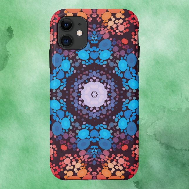 Dot Mandala Blue Red and Orange Case-Mate iPhone Case (Creator Uploaded)