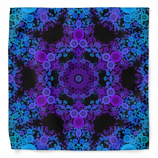 Dot Mandala Flower Blue and Purple Bandana (Front)