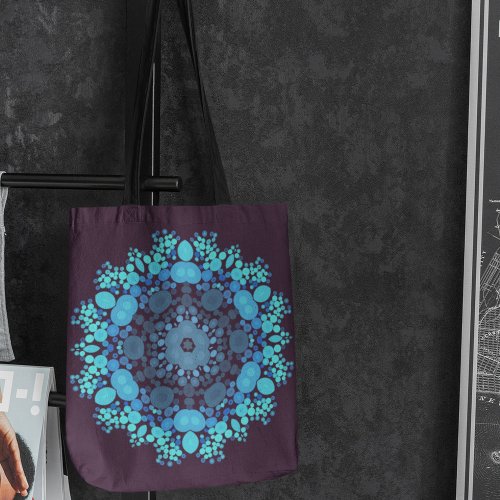 Dot Mandala Flower Blue and Purple Tote Bag