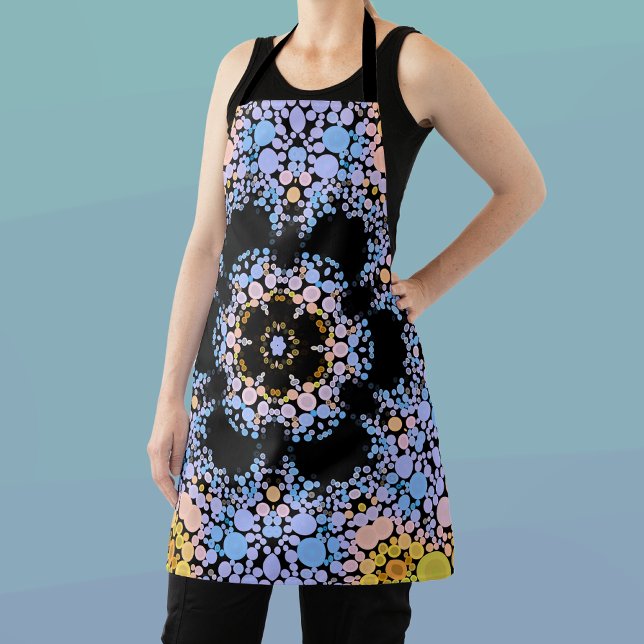 Dot Mandala Flower Blue and Yellow Apron (Creator Uploaded)