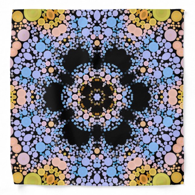 Dot Mandala Flower Blue and Yellow Bandana (Front)