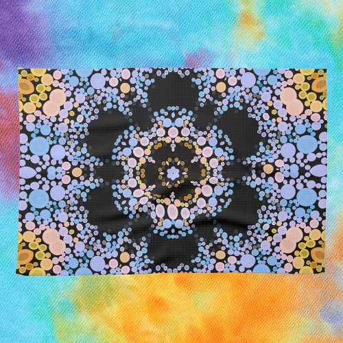 Dot Mandala Flower Blue and Yellow Kitchen Towel