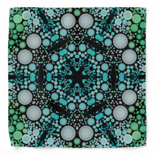 Dot Mandala Flower Blue Green and Grey Bandana