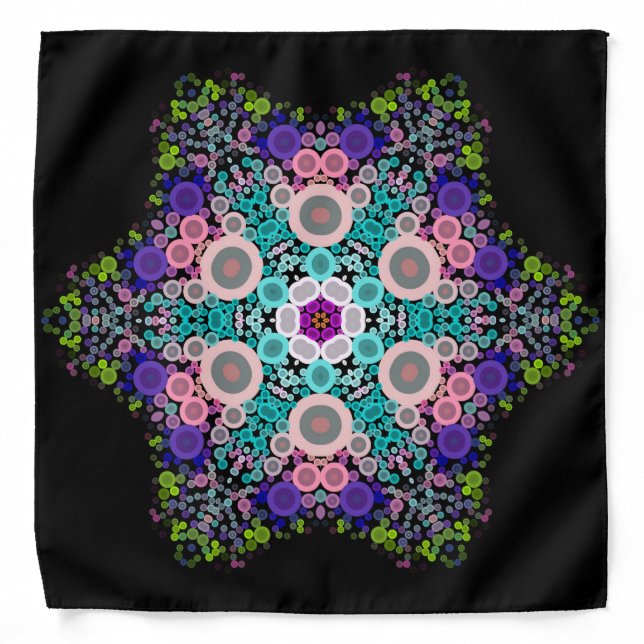Dot Mandala Flower Blue Green and Pink Bandana (Front)