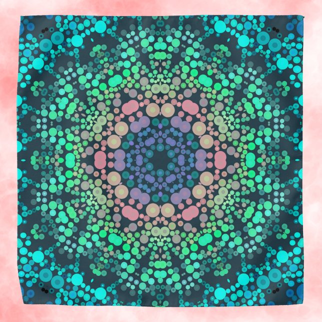Dot Mandala Flower Blue Green and Pink Bandana (Creator Uploaded)