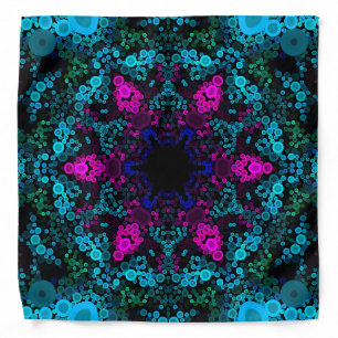 Dot Mandala Flower Blue Green and Pink Bandana