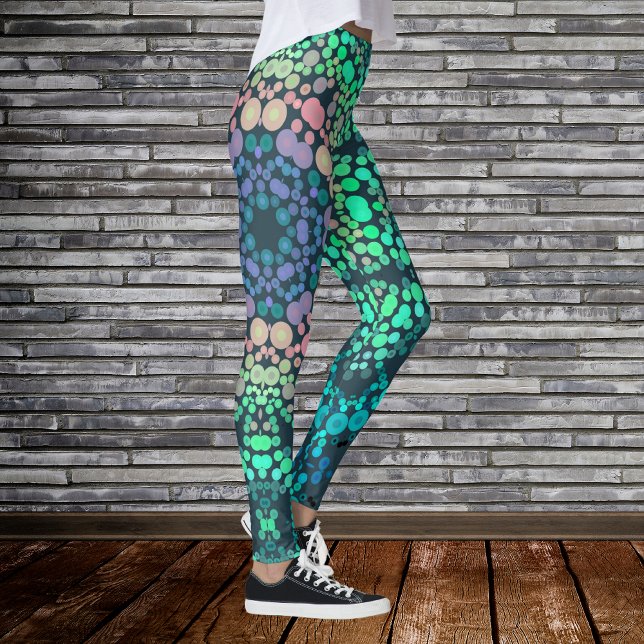 Dot Mandala Flower Blue Green and Pink Leggings (Creator Uploaded)