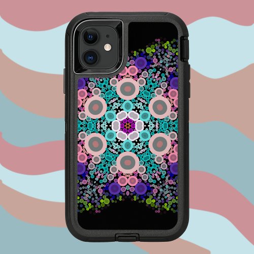Dot Mandala Flower Blue Green and Pink OtterBox Defender iPhone 11 Case