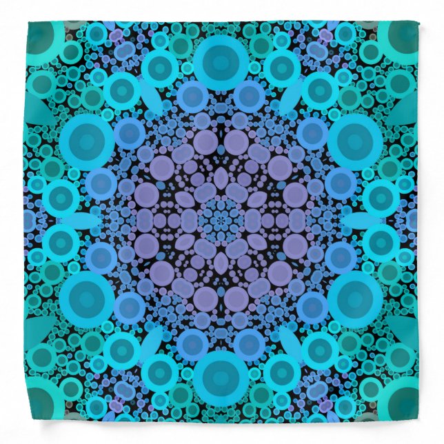 Dot Mandala Flower Blue Green and Purple Bandana (Front)