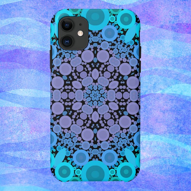 Dot Mandala Flower Blue Green and Purple Case-Mate iPhone Case (Creator Uploaded)
