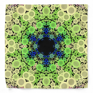 Dot Mandala Flower Blue Green and Yellow Bandana
