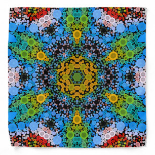 Dot Mandala Flower Blue Yellow and Green Bandana