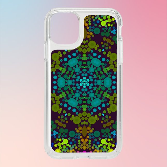 Dot Mandala Flower Blue Yellow and Pink Speck iPhone 11 Case (Creator Uploaded)