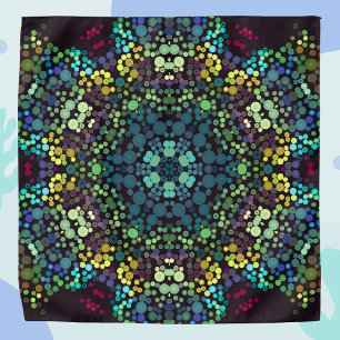 Dot Mandala Flower Blue Yellow and Purple Bandana