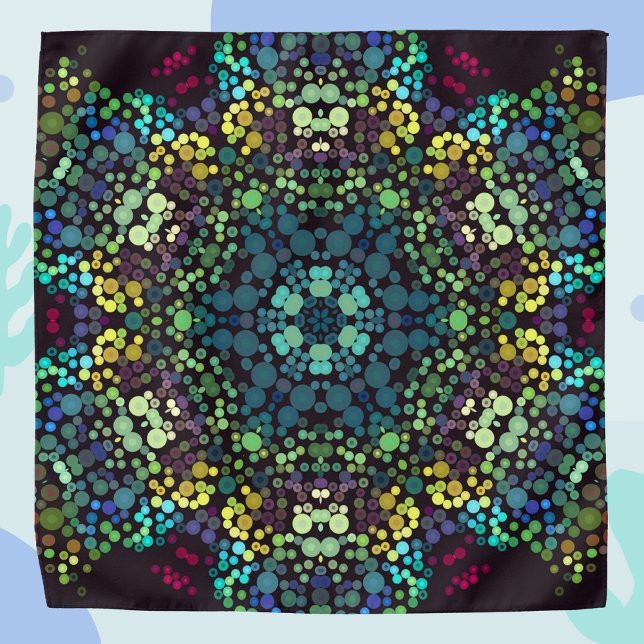 Dot Mandala Flower Blue Yellow and Purple Bandana (Creator Uploaded)
