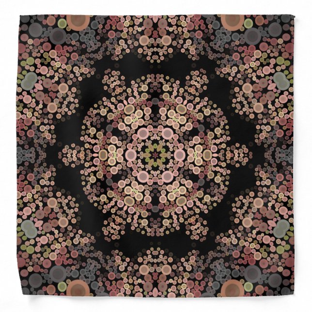 Dot Mandala Flower Brown and Grey Bandana (Front)