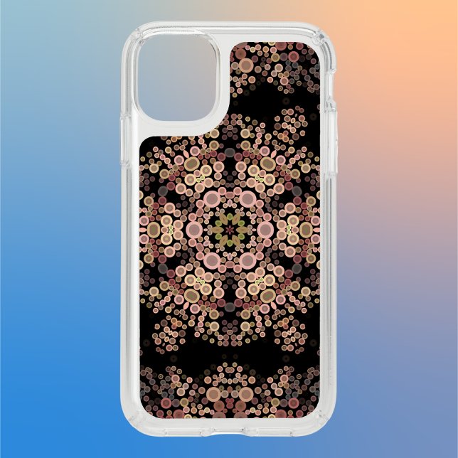 Dot Mandala Flower Brown and Grey Speck iPhone 11 Case (Creator Uploaded)