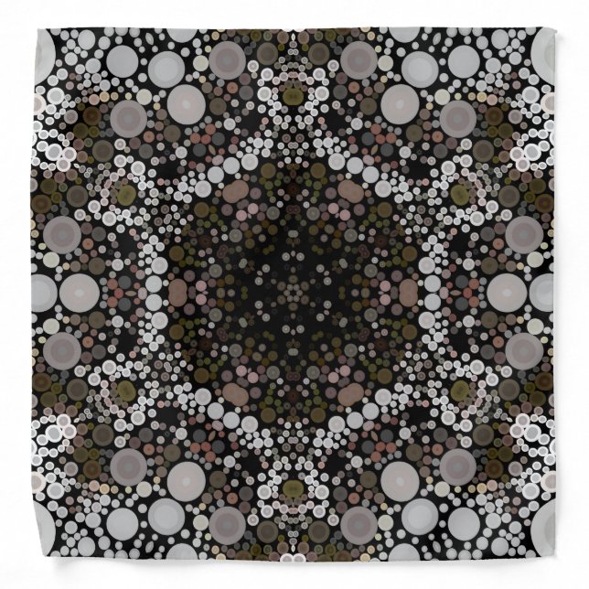 Dot Mandala Flower Brown and White Bandana (Front)