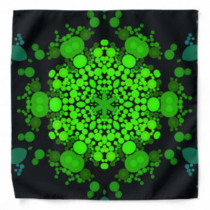 Dot Mandala Flower Green and Black Bandana