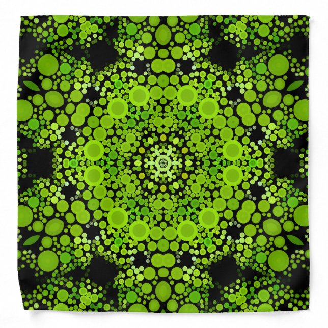 Dot Mandala Flower Green Bandana (Front)