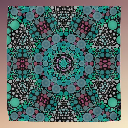 Dot Mandala Flower Green Blue and Red Bandana