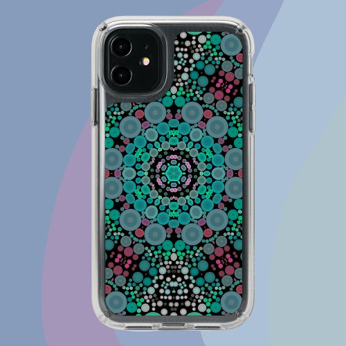 Dot Mandala Flower Green Blue and Red Speck iPhone 11 Case