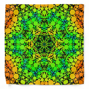 Dot Mandala Flower Green Orange and Yellow Bandana