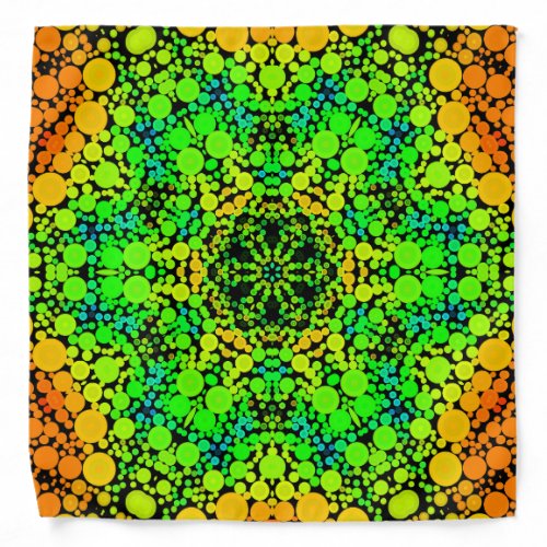 Dot Mandala Flower Green Orange and Yellow Bandana