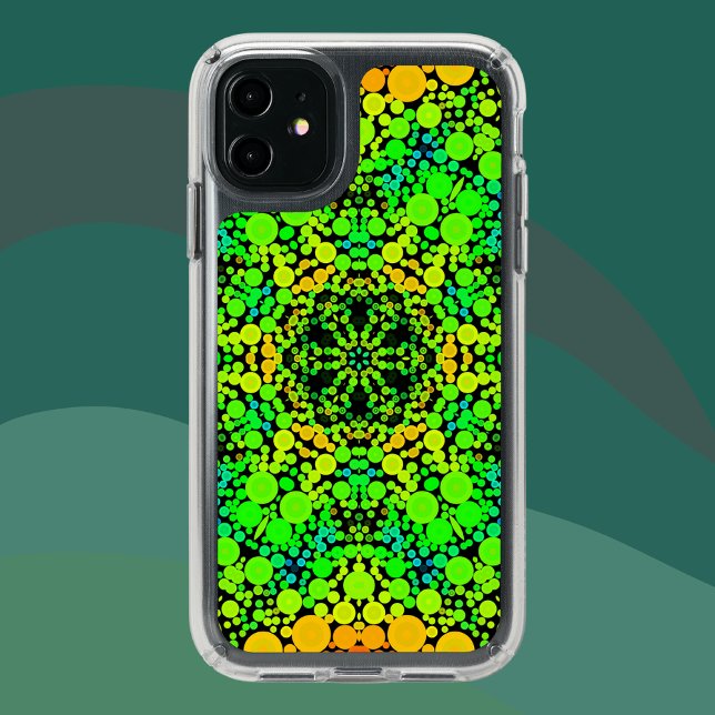 Dot Mandala Flower Green Orange and Yellow Speck iPhone 11 Case (Creator Uploaded)