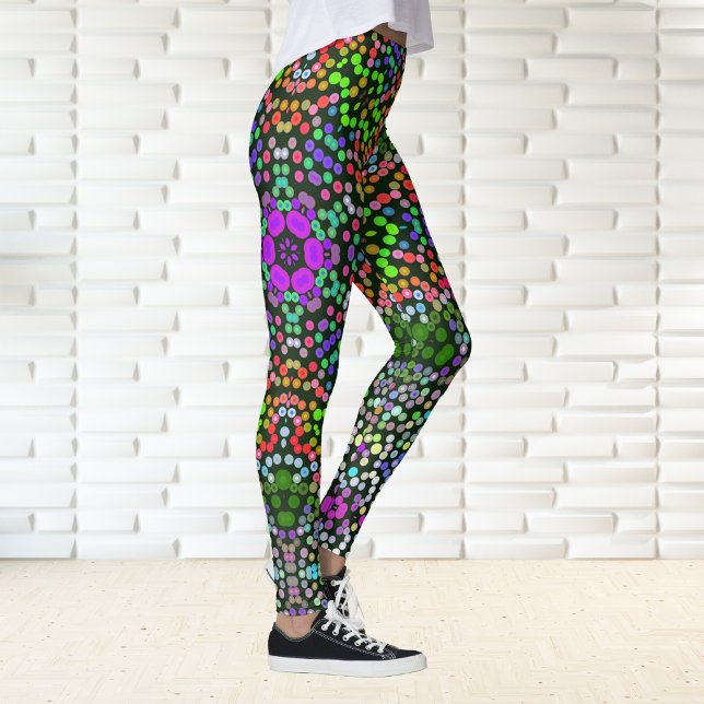 Dot Mandala Flower Green Purple and Orange Leggings (Creator Uploaded)