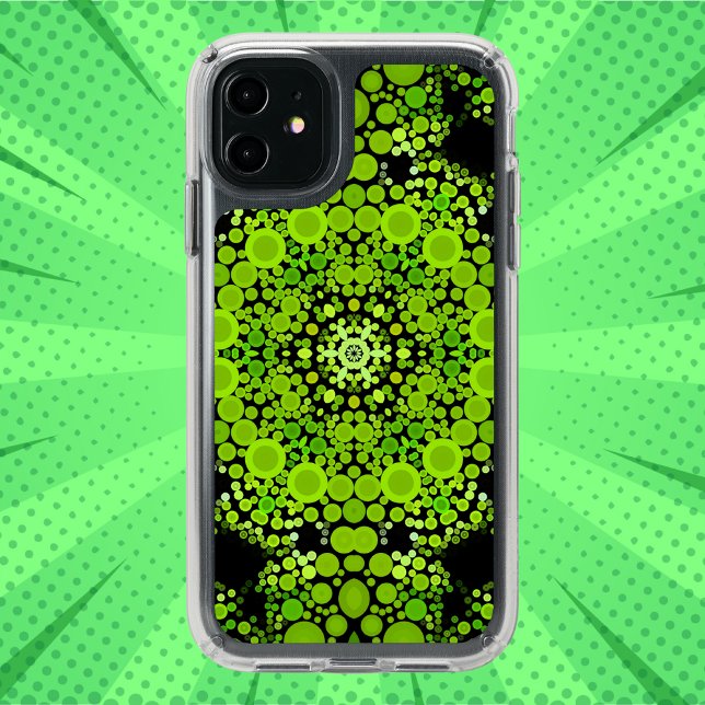 Dot Mandala Flower Green Speck iPhone 11 Case (Creator Uploaded)