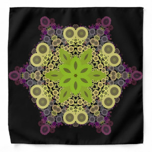 Dot Mandala Flower Green Yellow and Purple Bandana