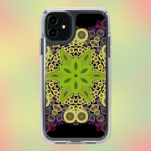 Dot Mandala Flower Green Yellow and Purple Speck iPhone 11 Case