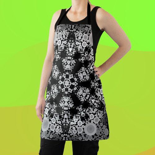 Dot Mandala Flower Grey and Black Apron