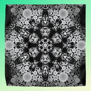 Dot Mandala Flower Grey and Black Bandana