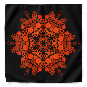 Dot Mandala Flower Orange and Black Bandana