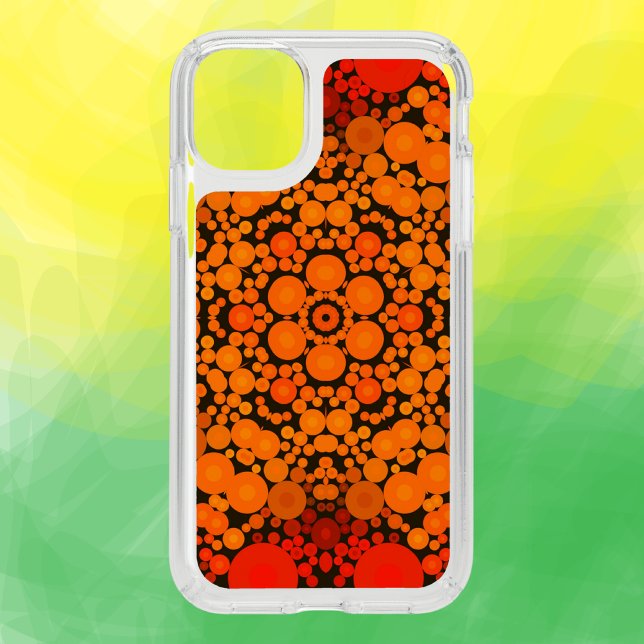 Dot Mandala Flower Orange and Black Speck iPhone 11 Case (Creator Uploaded)
