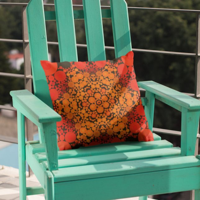Dot Mandala Flower Orange and Black Throw Pillow (Creator Uploaded)