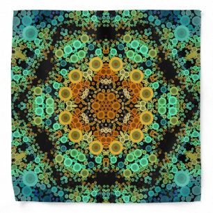 Dot Mandala Flower Orange Green and Blue Bandana