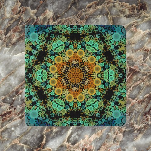 Dot Mandala Flower Orange Green and Blue Trivet