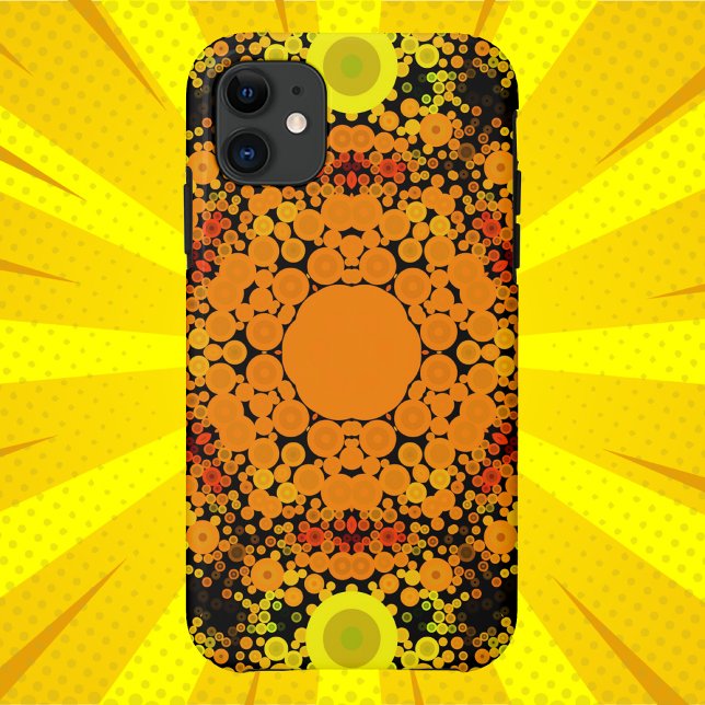 Dot Mandala Flower Orange Yellow and Green Case-Mate iPhone Case (Creator Uploaded)