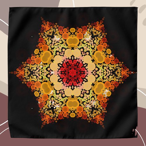 Dot Mandala Flower Orange Yellow and Red Bandana