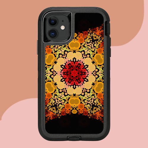 Dot Mandala Flower Orange Yellow and Red OtterBox Defender iPhone 11 Case