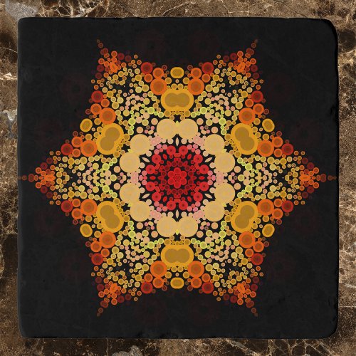 Dot Mandala Flower Orange Yellow and Red Trivet